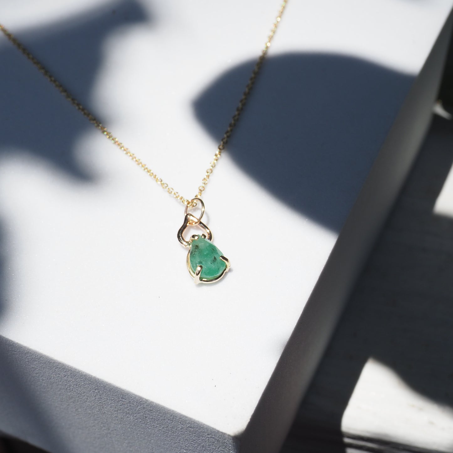 14k Emerald Petal Necklace