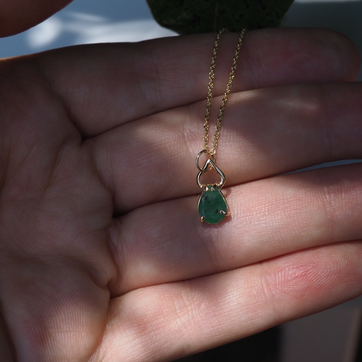 14k Emerald Petal Necklace