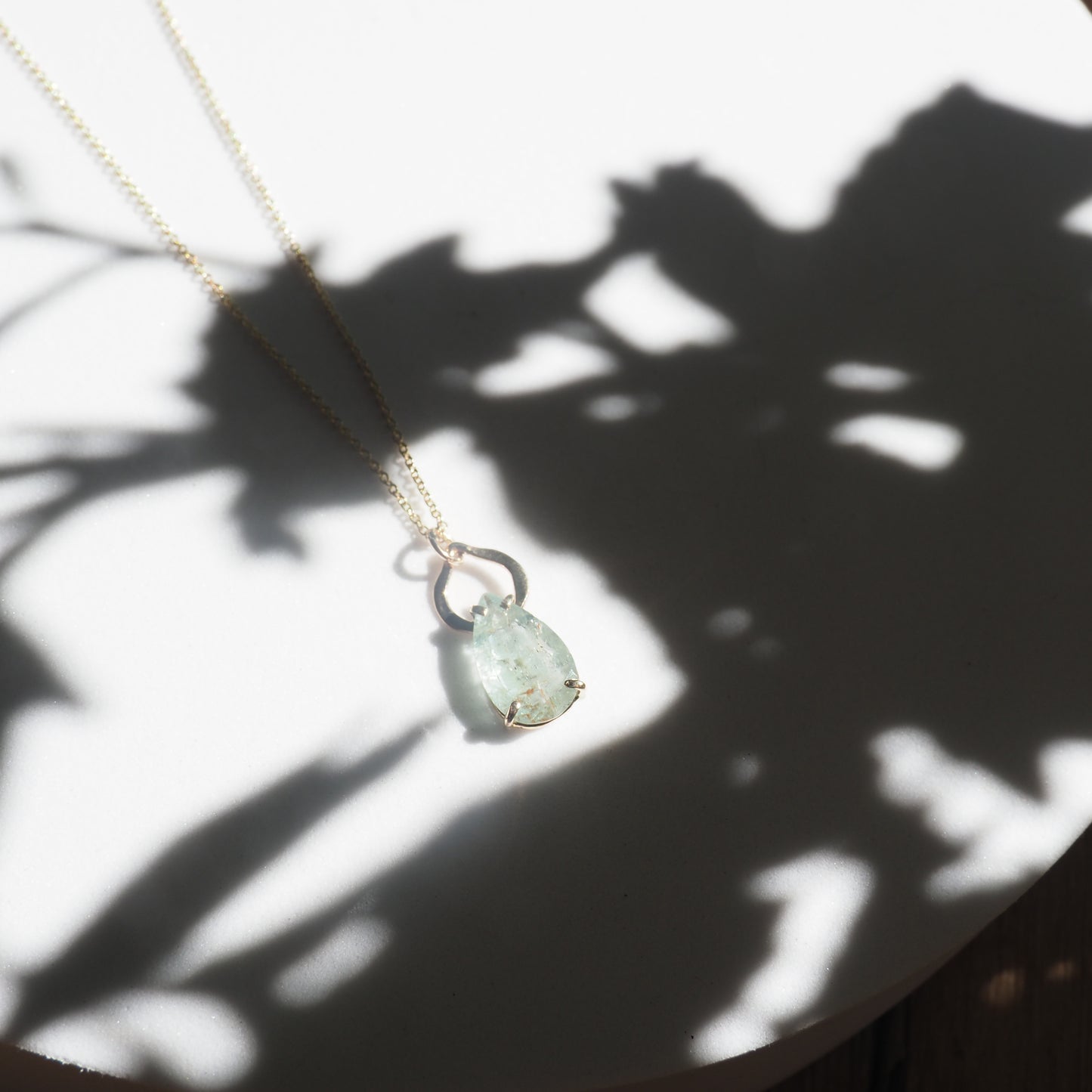 14k Aquamarine Petal Necklace