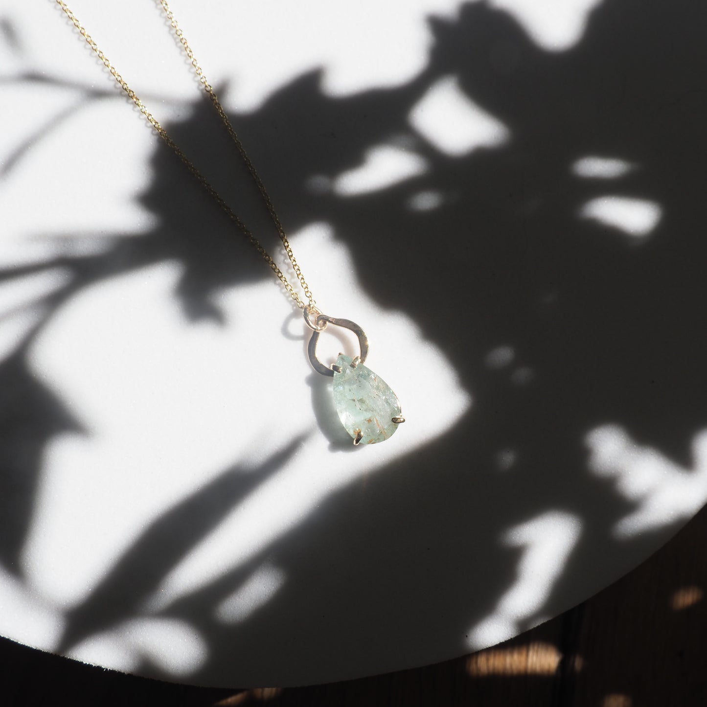 14k Aquamarine Petal Necklace