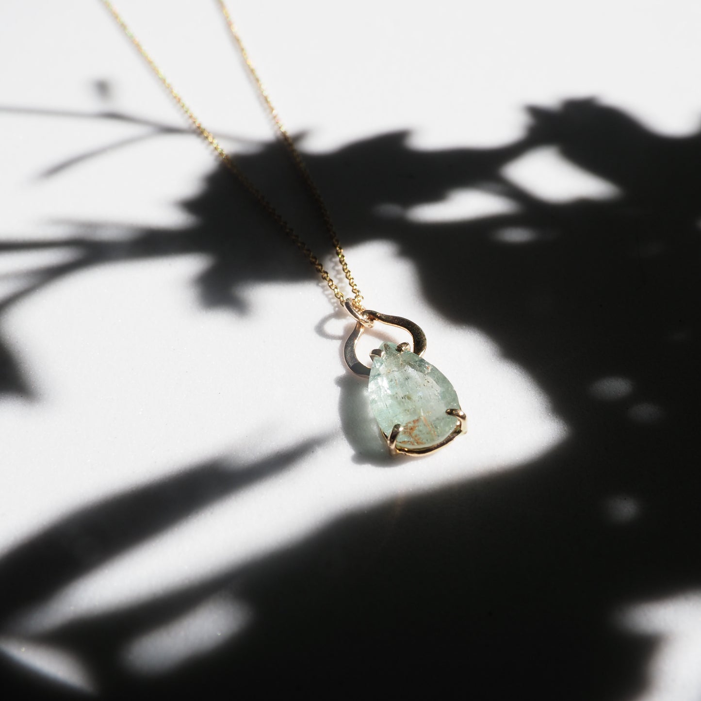 14k Aquamarine Petal Necklace