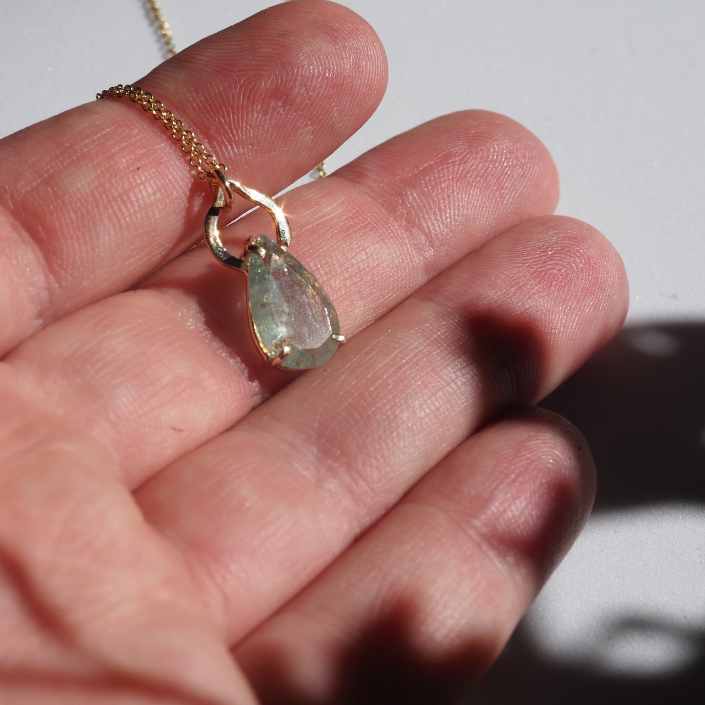 14k Aquamarine Petal Necklace