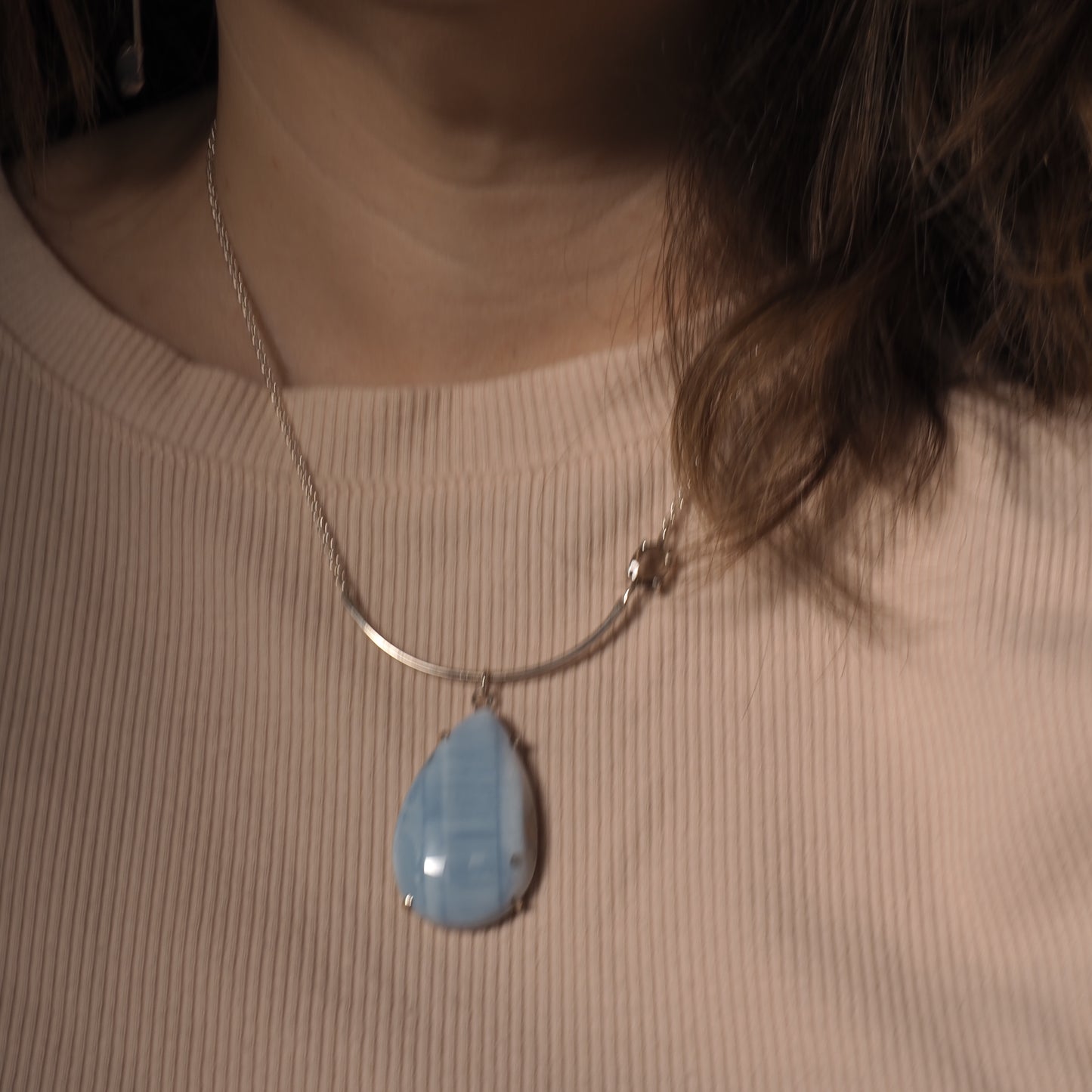 Blue Opal and Smokey Quartz Necklace