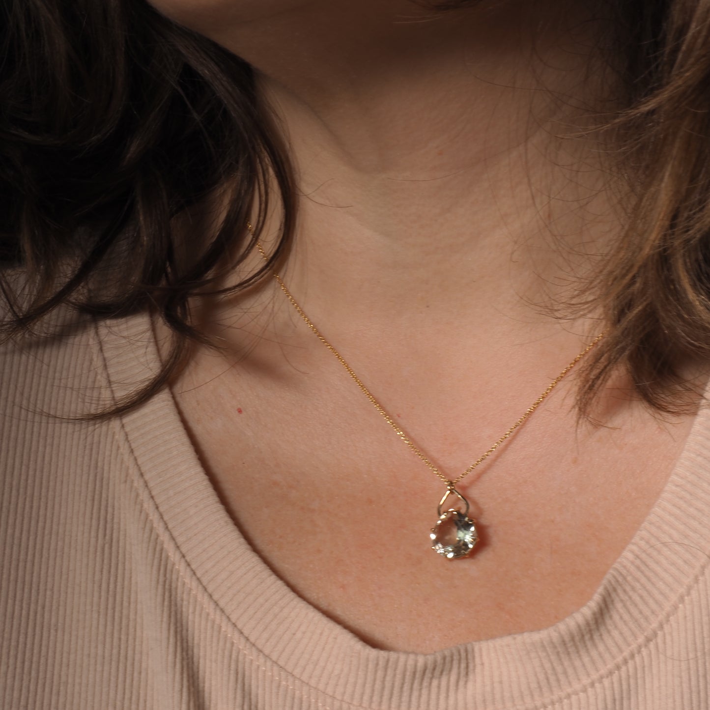 14k Prasiolite Petal Necklace