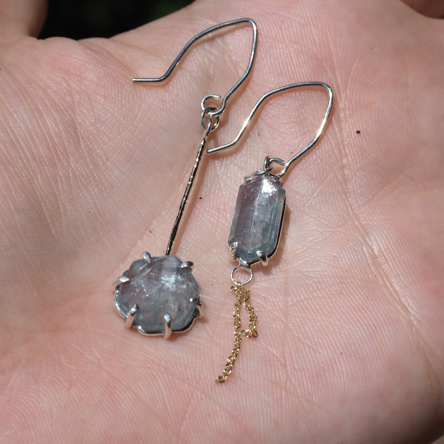 Two-Tone Kyanite Asymmetrical Earrings