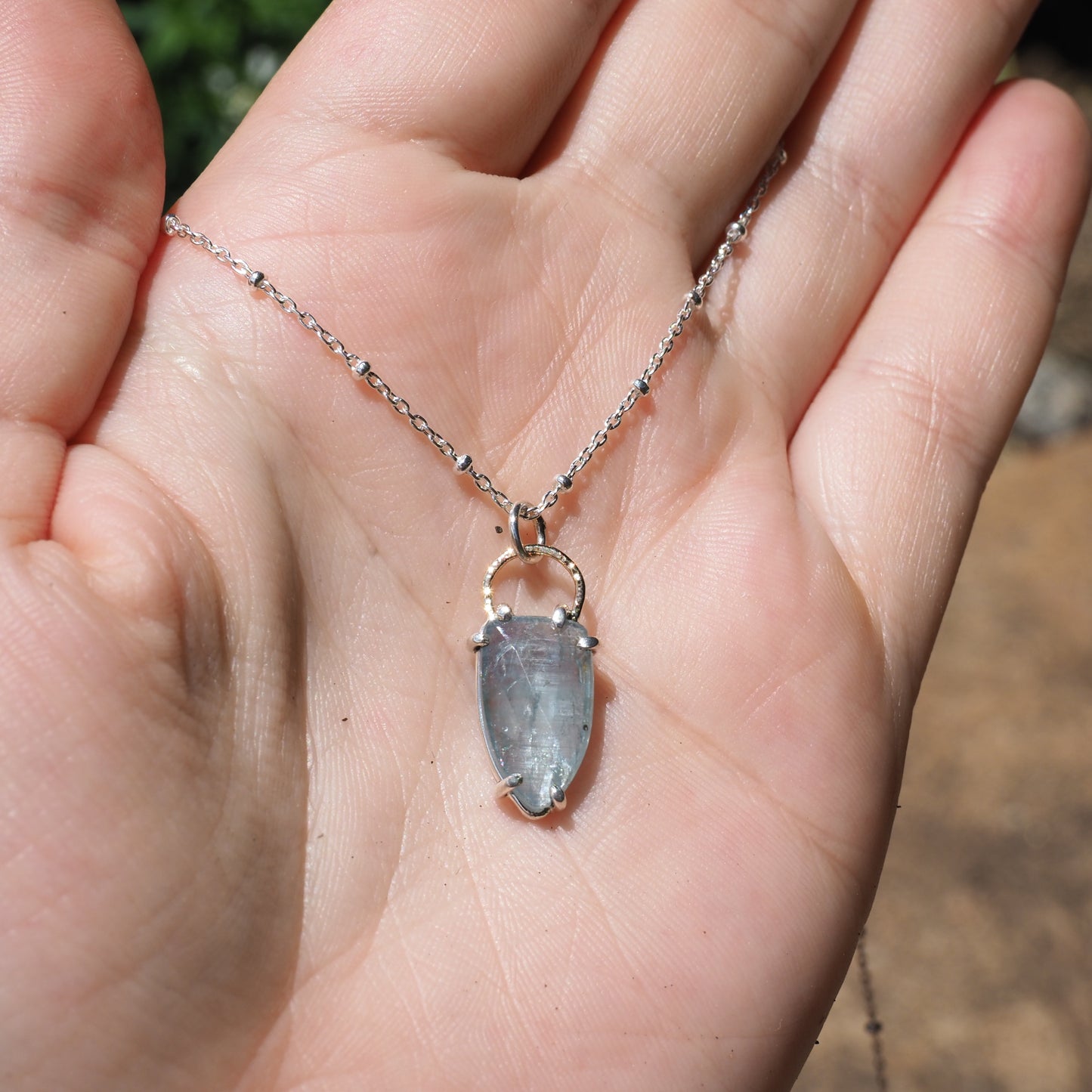 Two-Tone Kyanite Halo Necklace