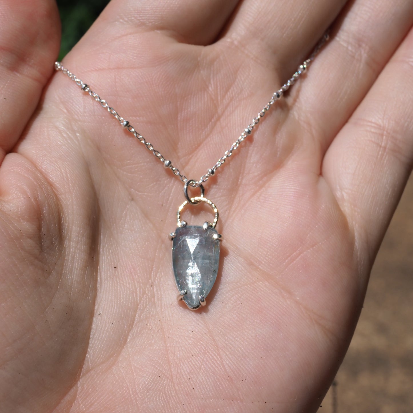 Two-Tone Kyanite Halo Necklace
