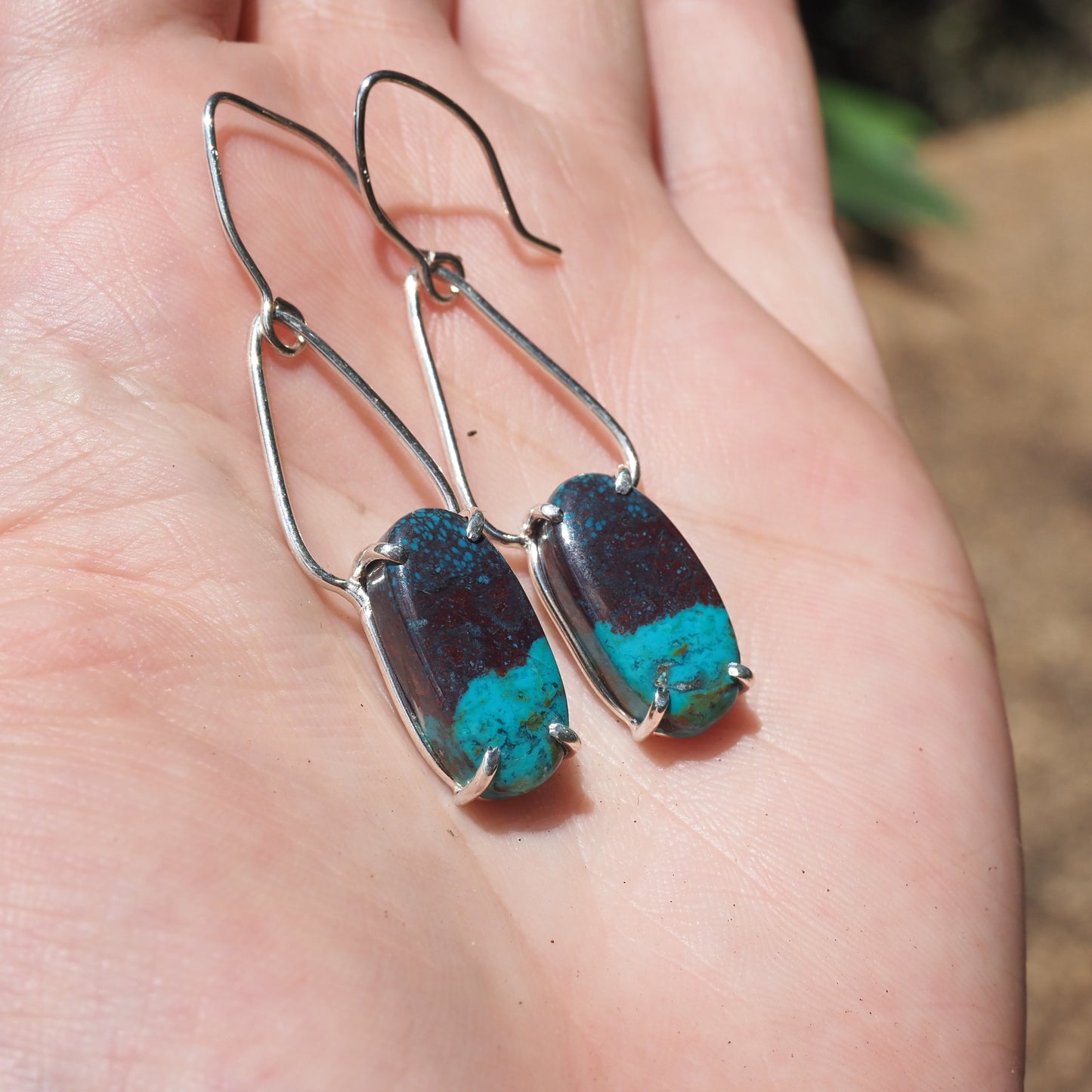Chrysocholla Petal Earrings