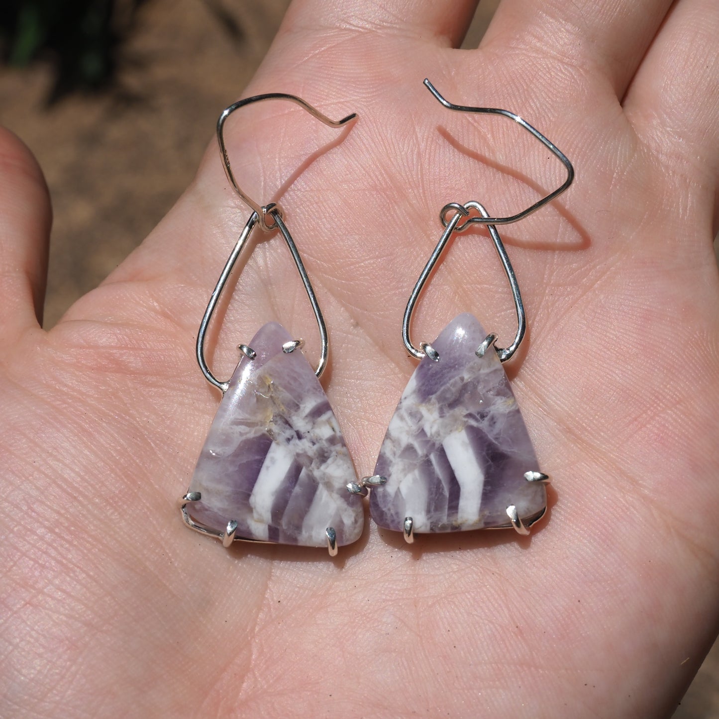 Chevron Amethyst Petal Earrings