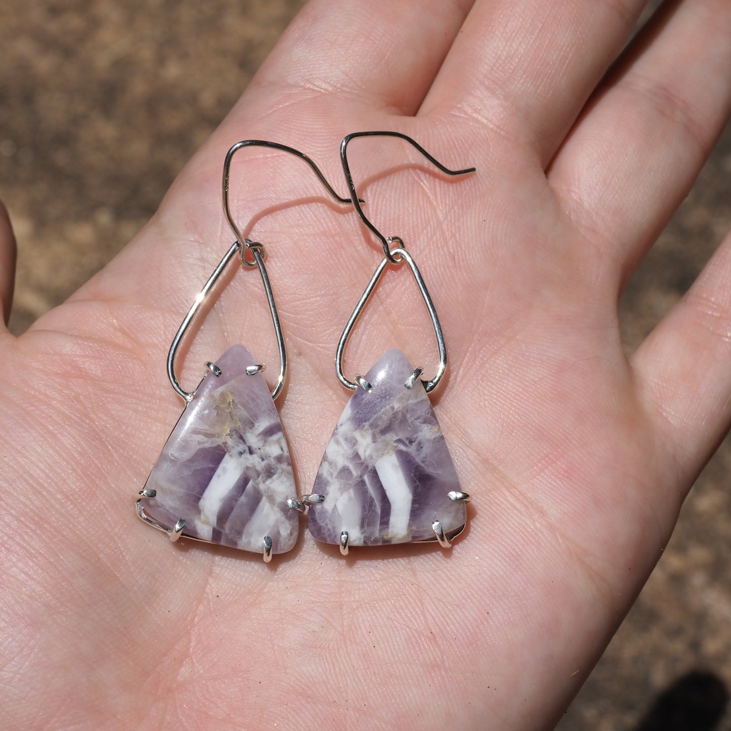 Chevron Amethyst Petal Earrings