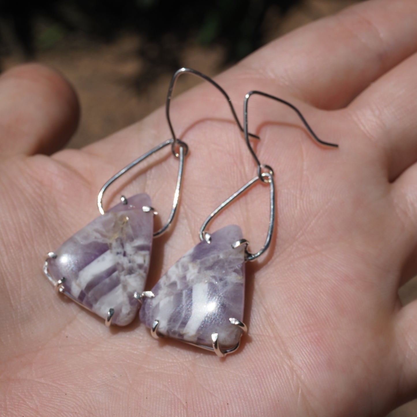 Chevron Amethyst Petal Earrings