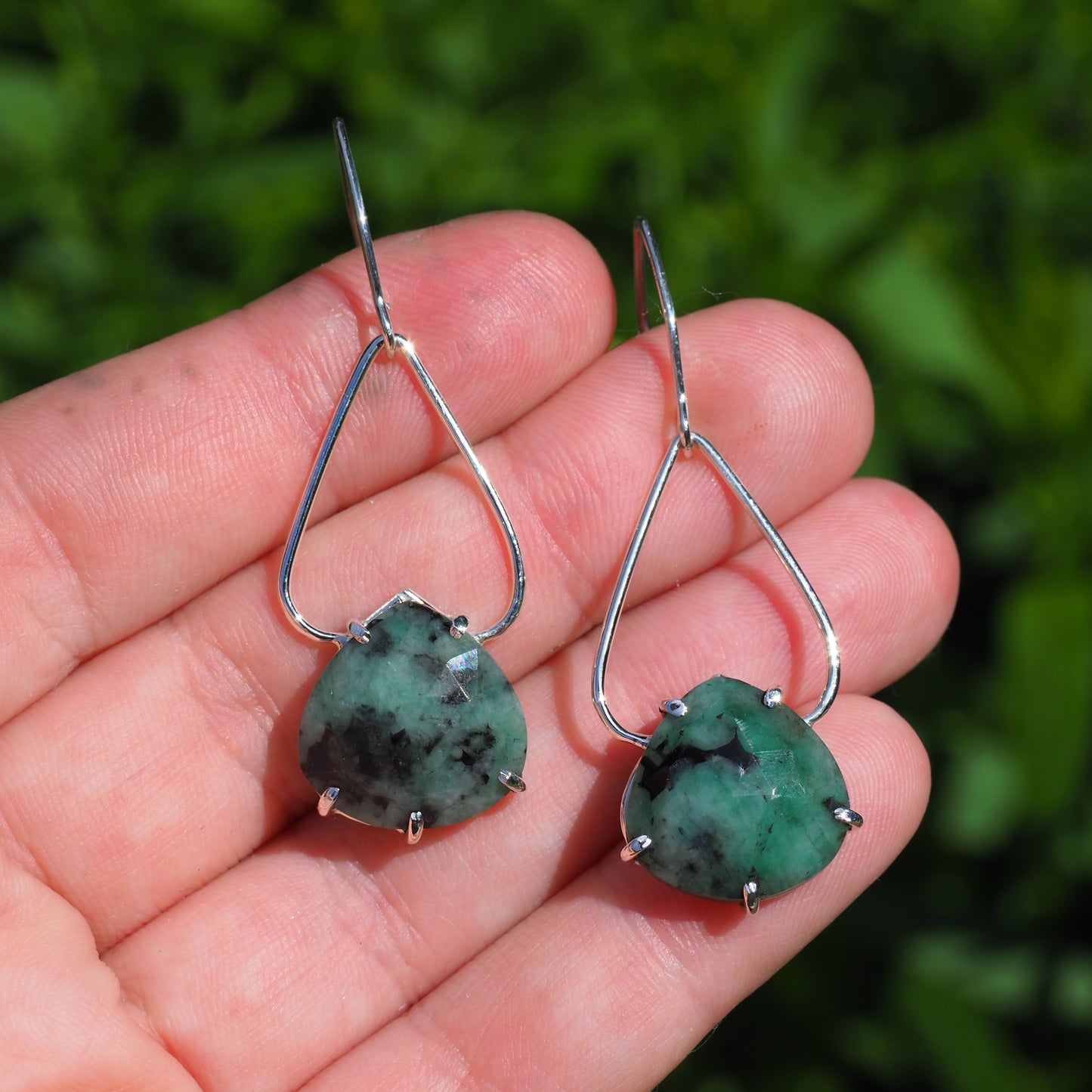 Emerald Petal Earrings