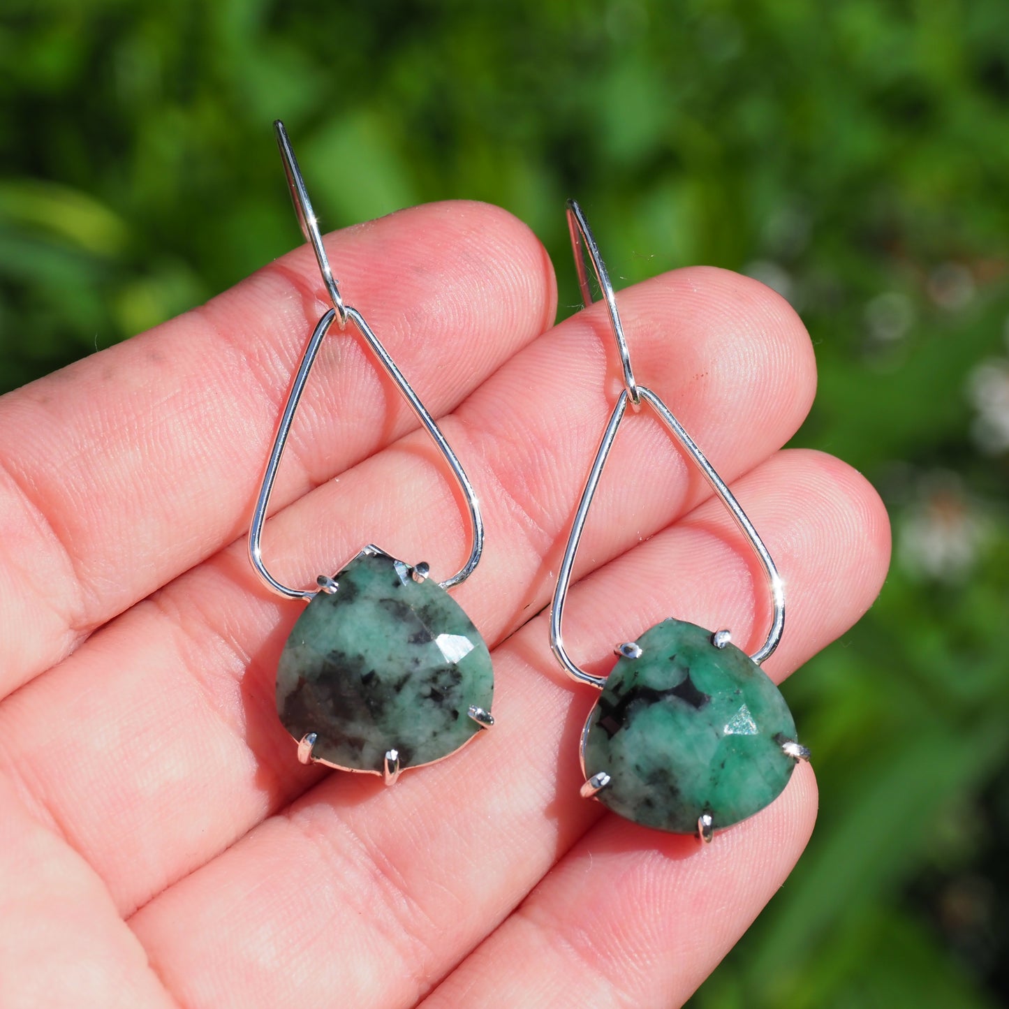 Emerald Petal Earrings