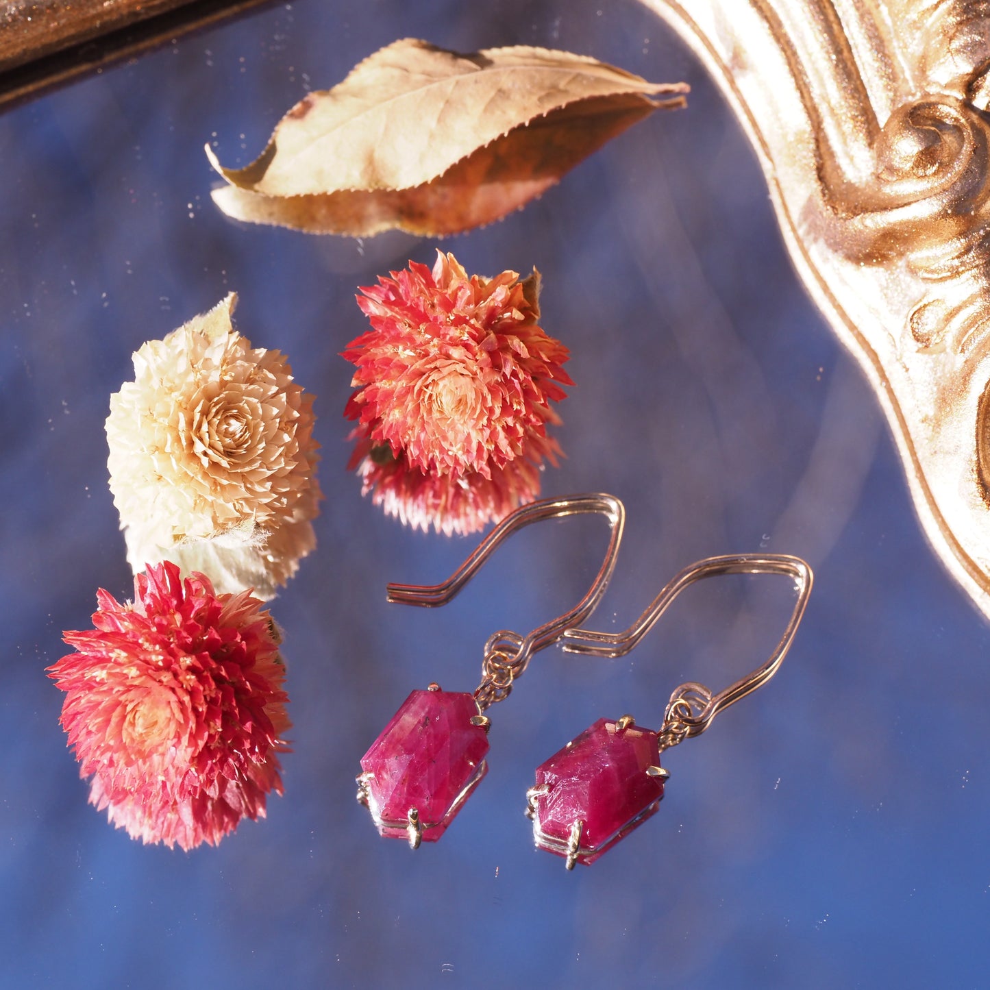 14k Ruby Lantern Earrings
