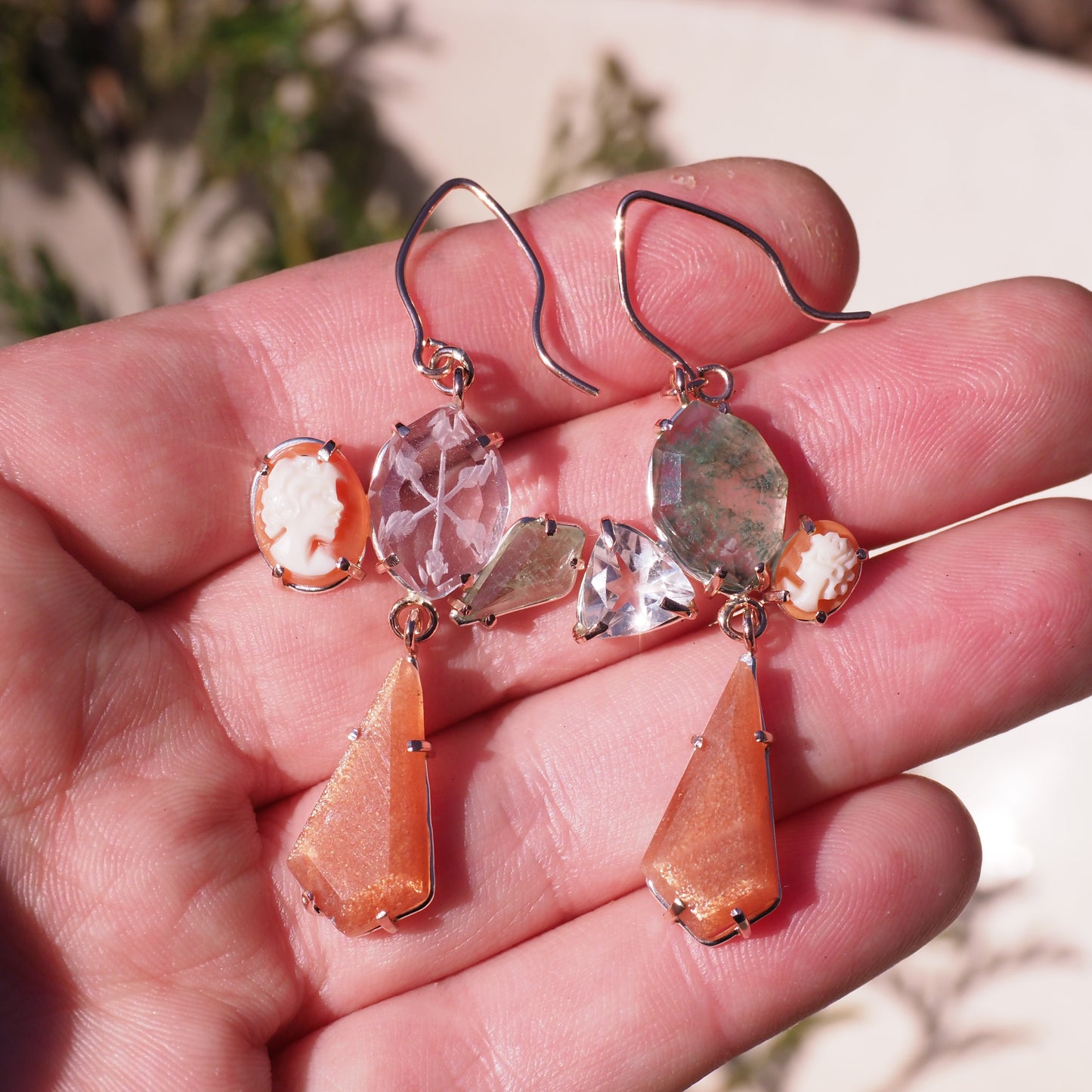 14k Cameo Garden Earrings