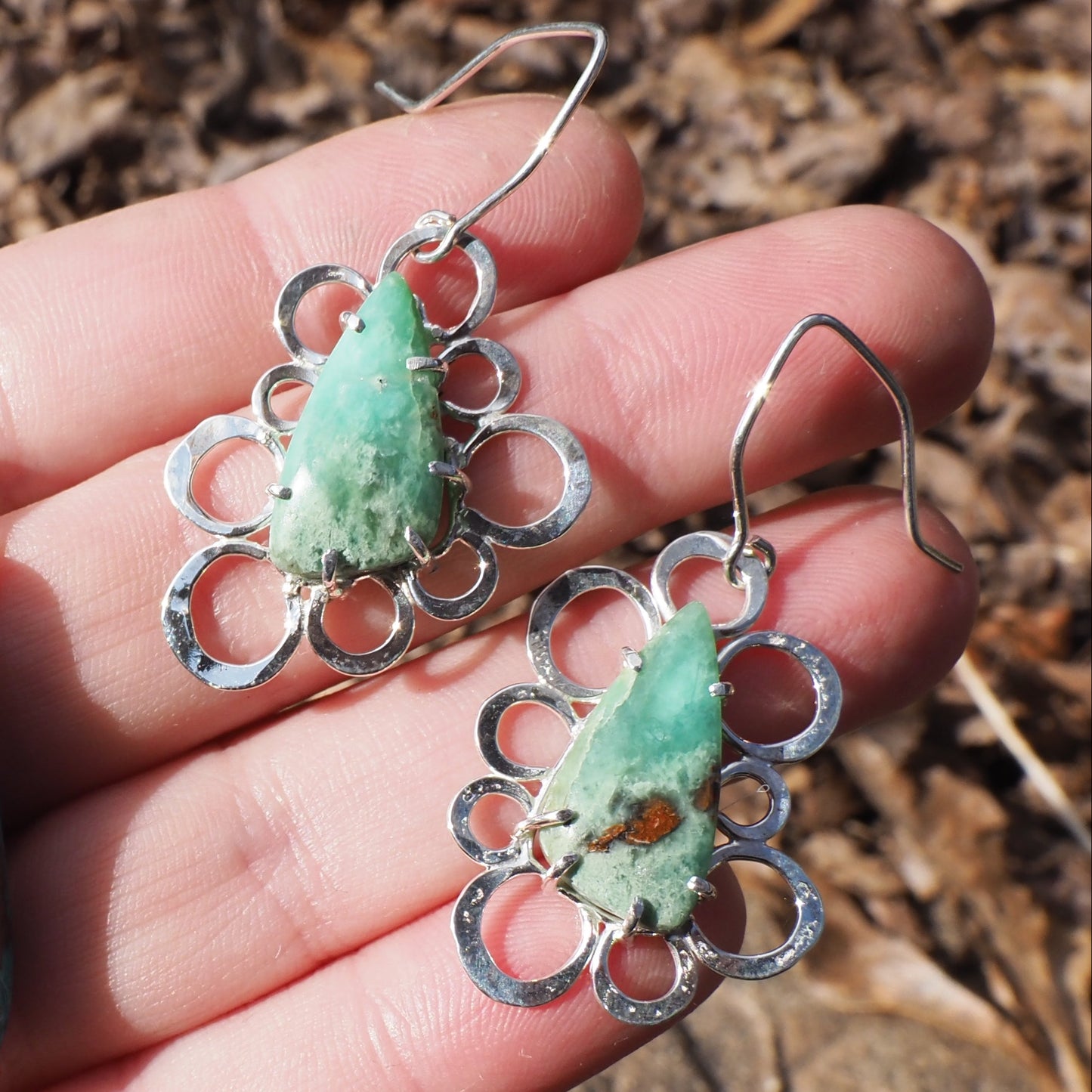 Chrysoprase Bubble Earrings - Sterling Silver
