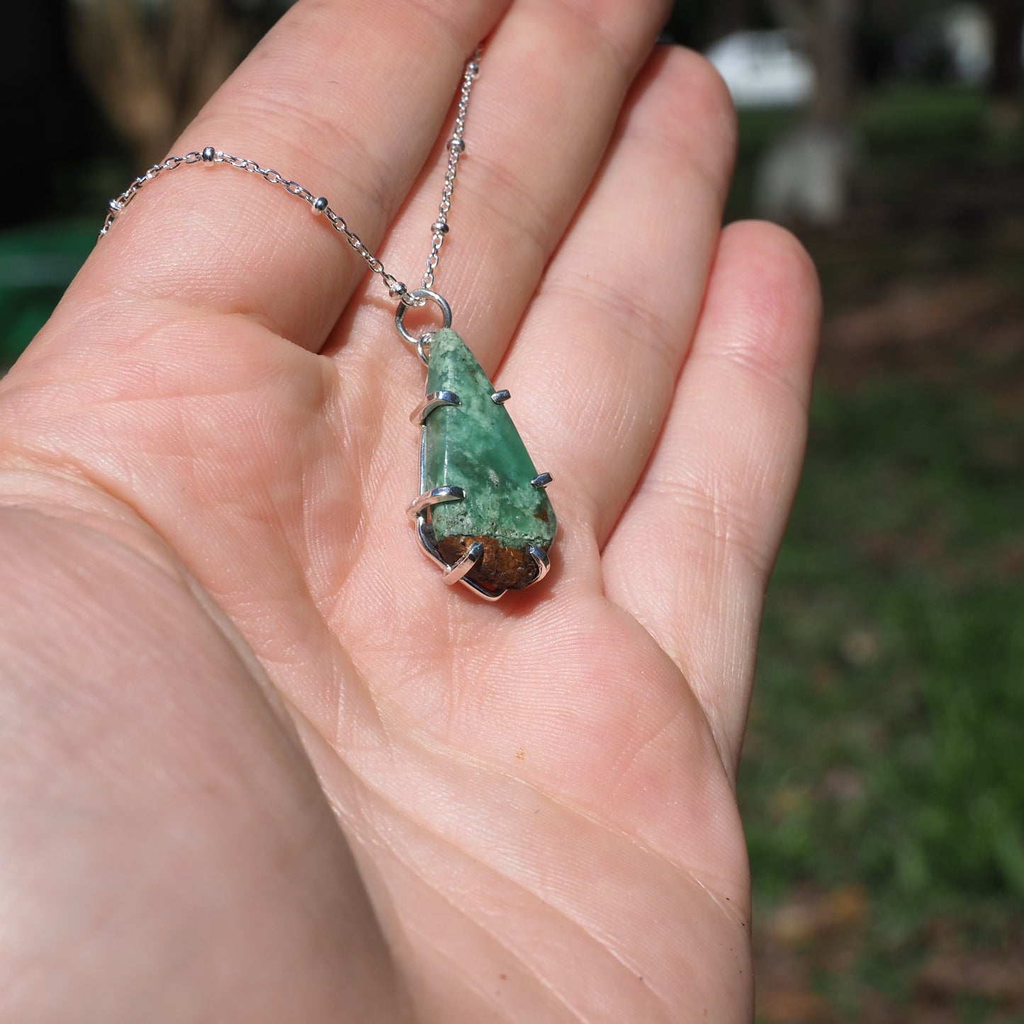 Chrysoprase Landscape Necklace