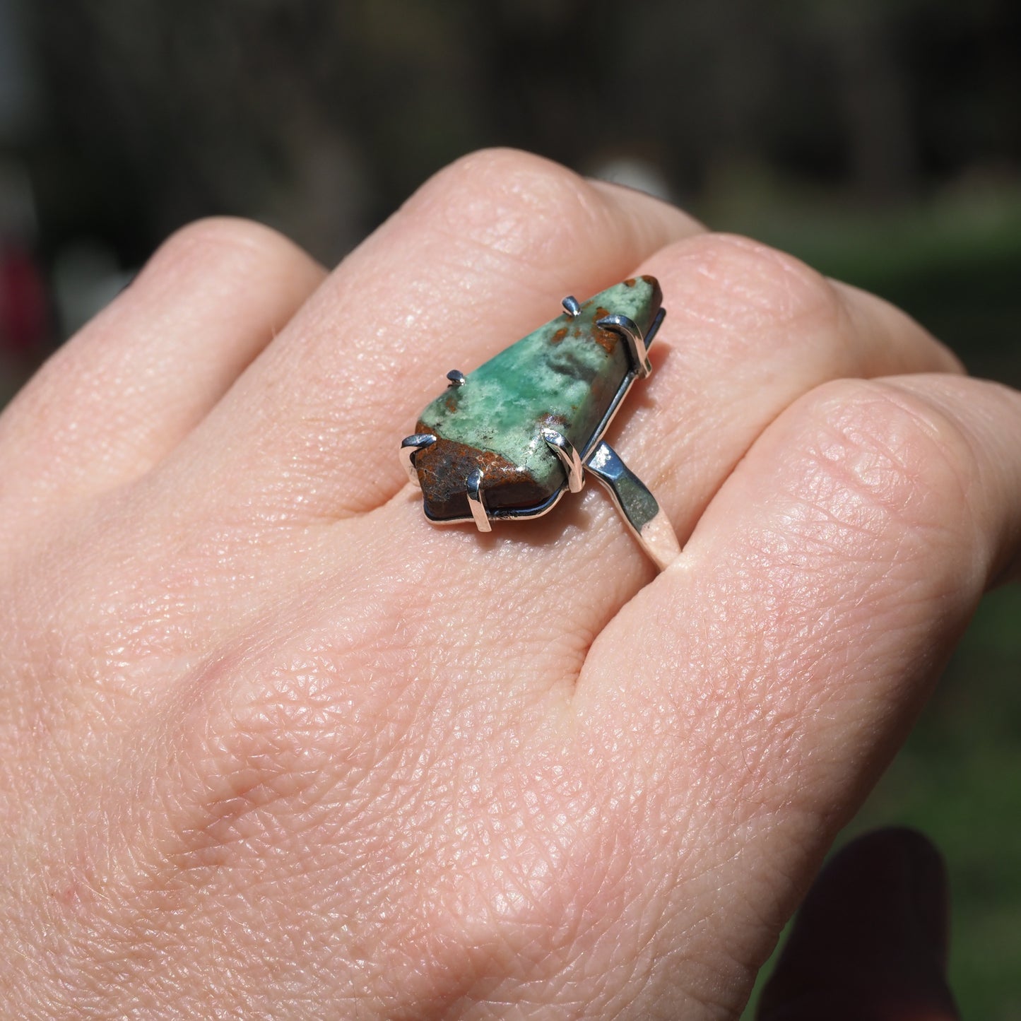 Chrysoprase Landscape Ring - Sterling Silver