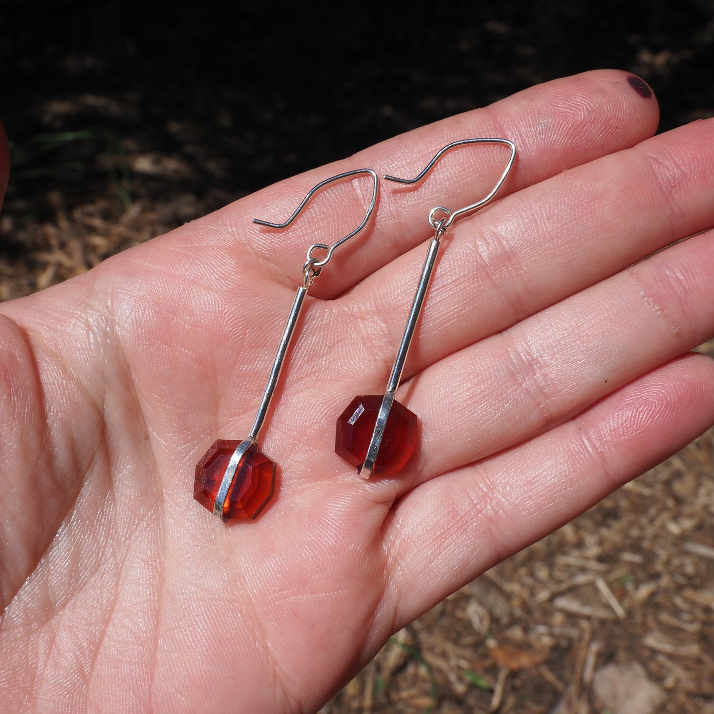 Belted Garnet Earrings