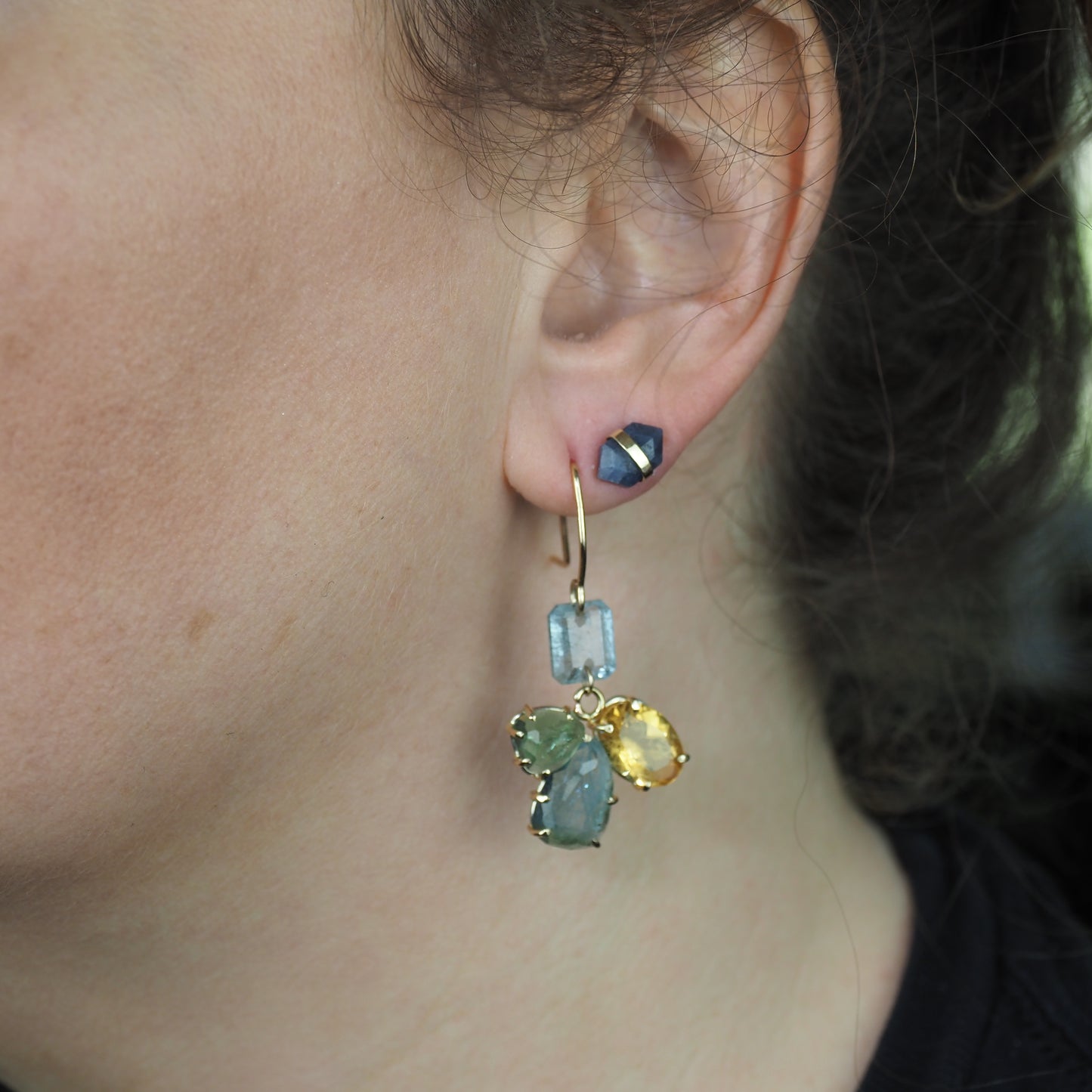 Spring Ember Earrings - Gold, Silver, Tourmaline, Citrine, Aquamarine Earrings