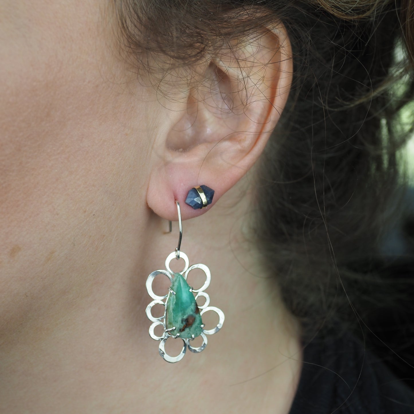 Chrysoprase Bubble Earrings - Sterling Silver