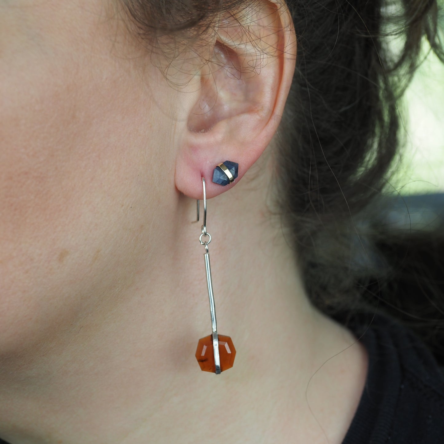 Belted Garnet Earrings