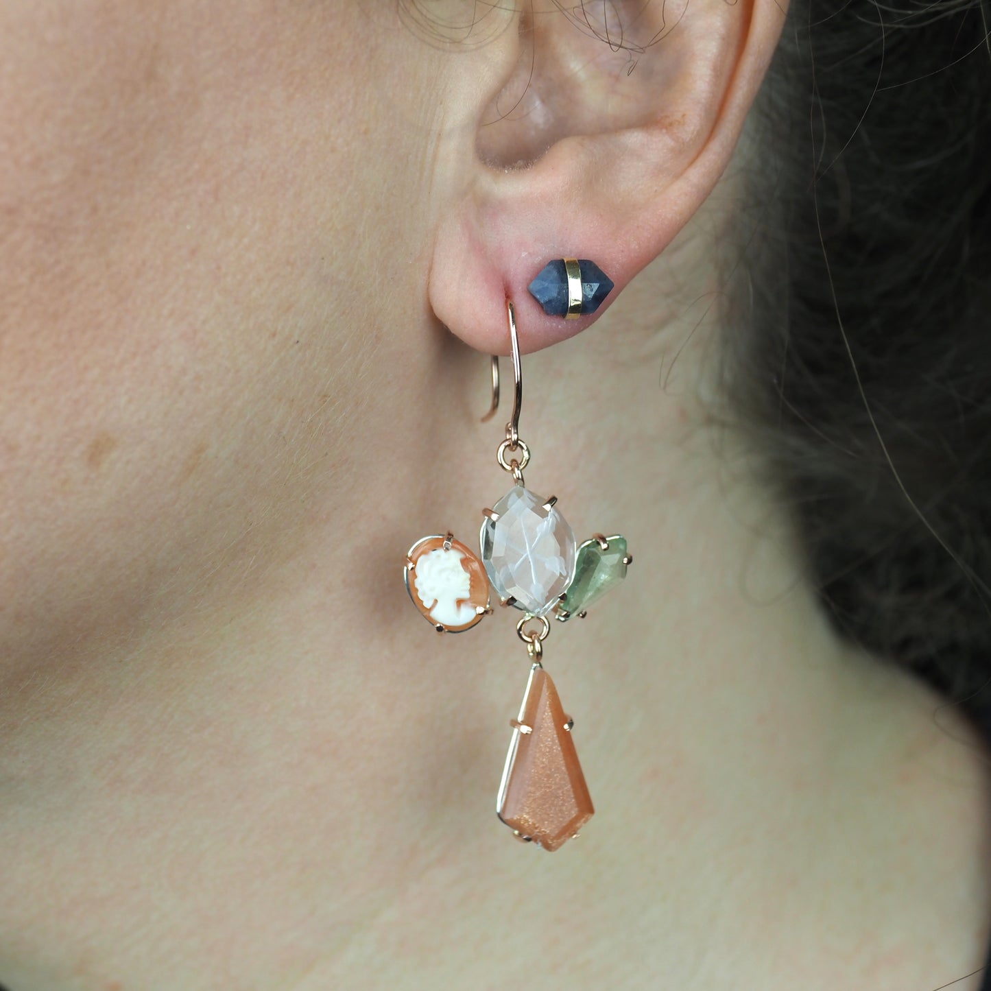 14k Cameo Garden Earrings