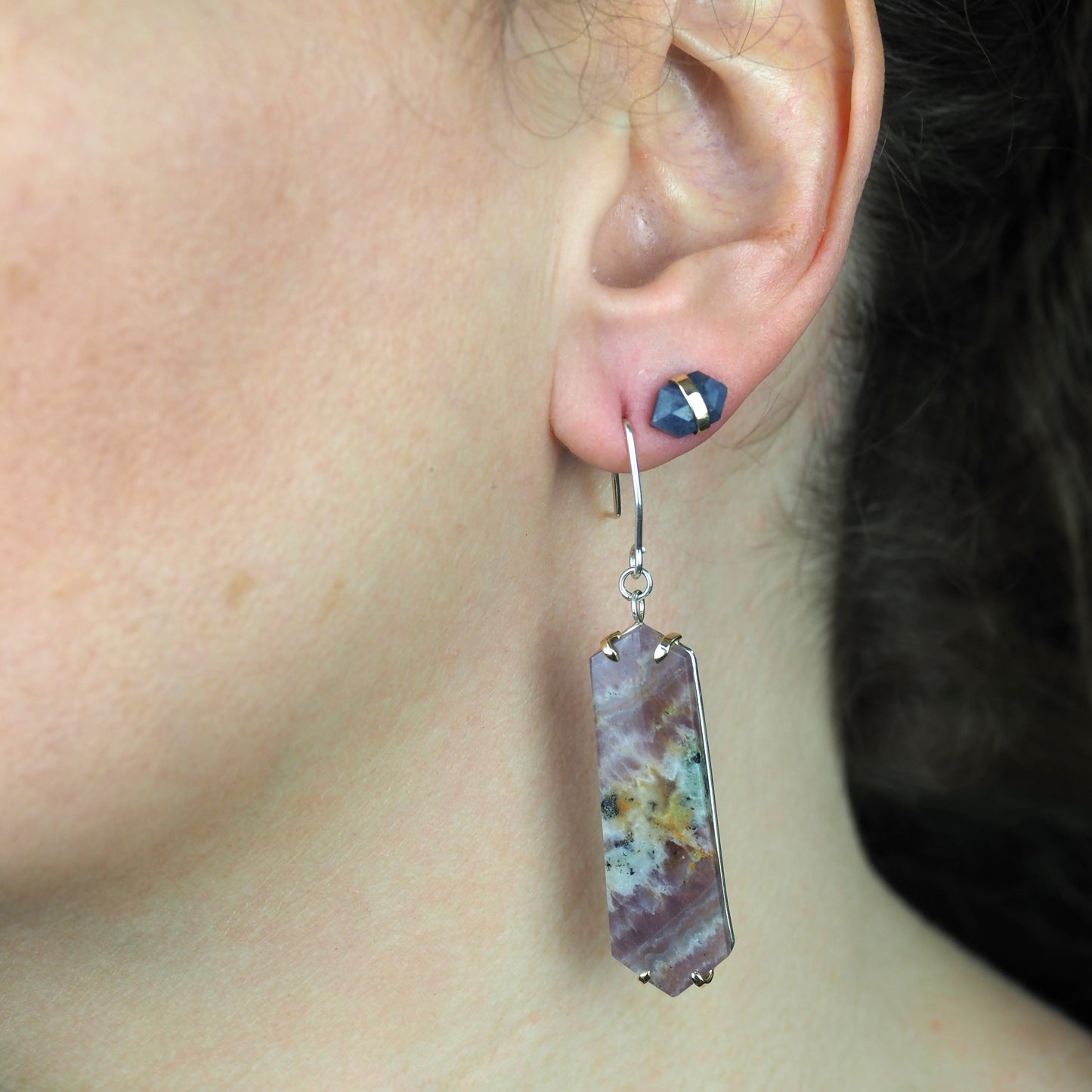 Solar Veil Earrings - Chevron Ametrine Earrings