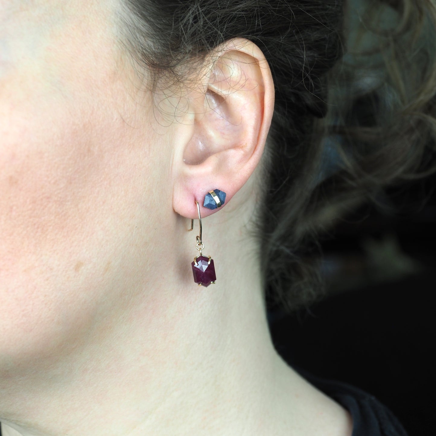 14k Ruby Lantern Earrings