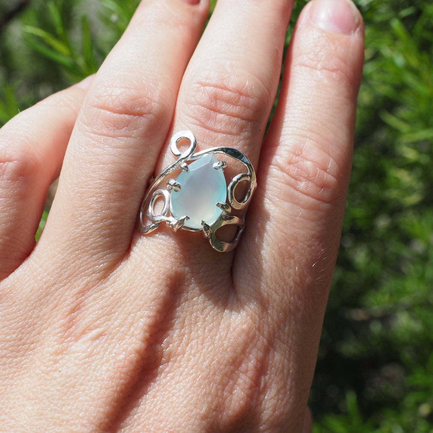Chalcedony Scroll Ring
