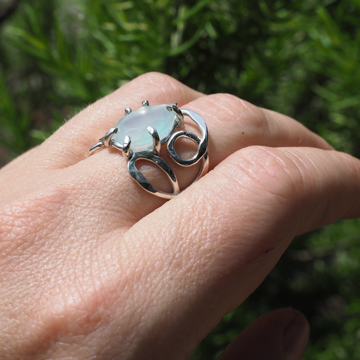 Chalcedony Scroll Ring
