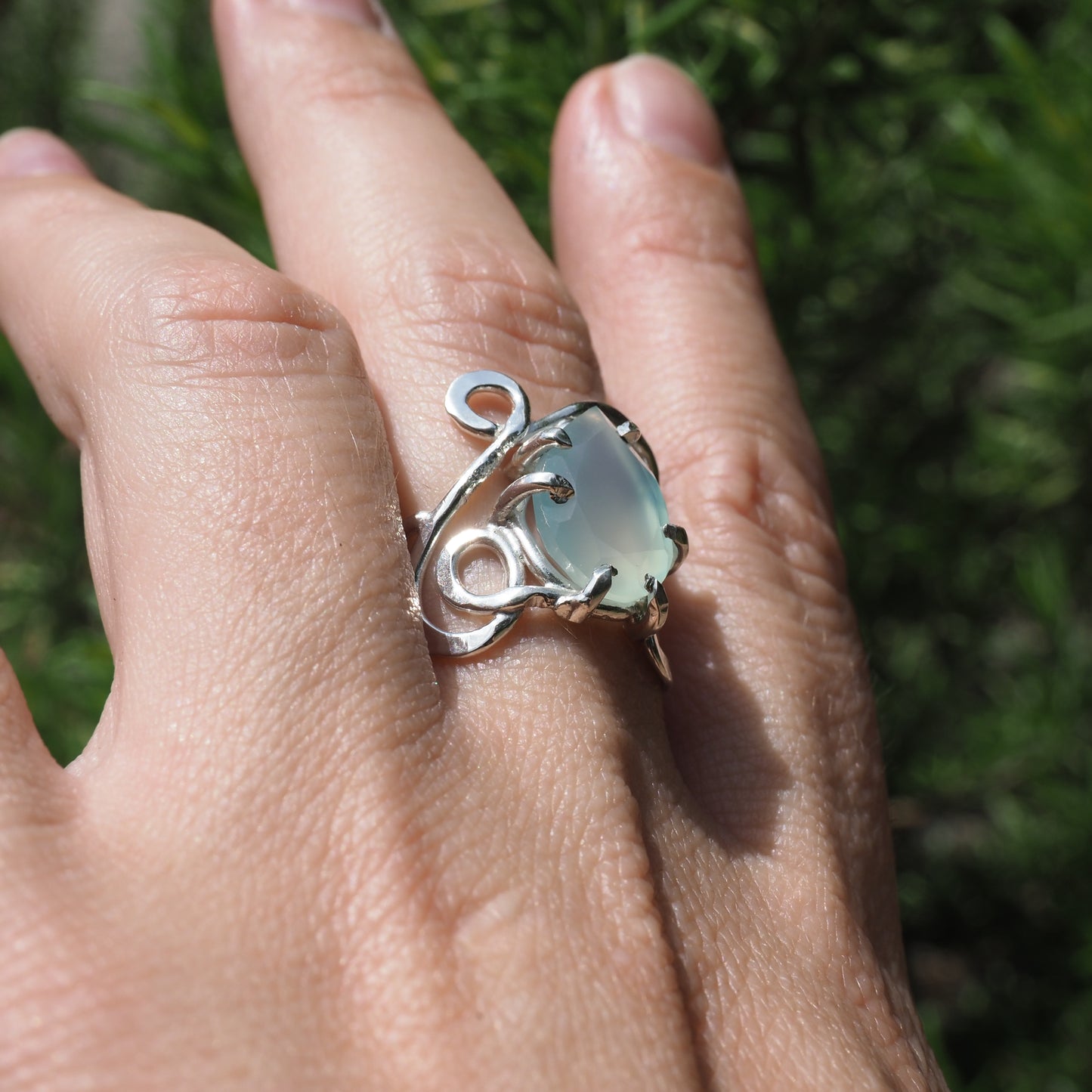 Chalcedony Scroll Ring
