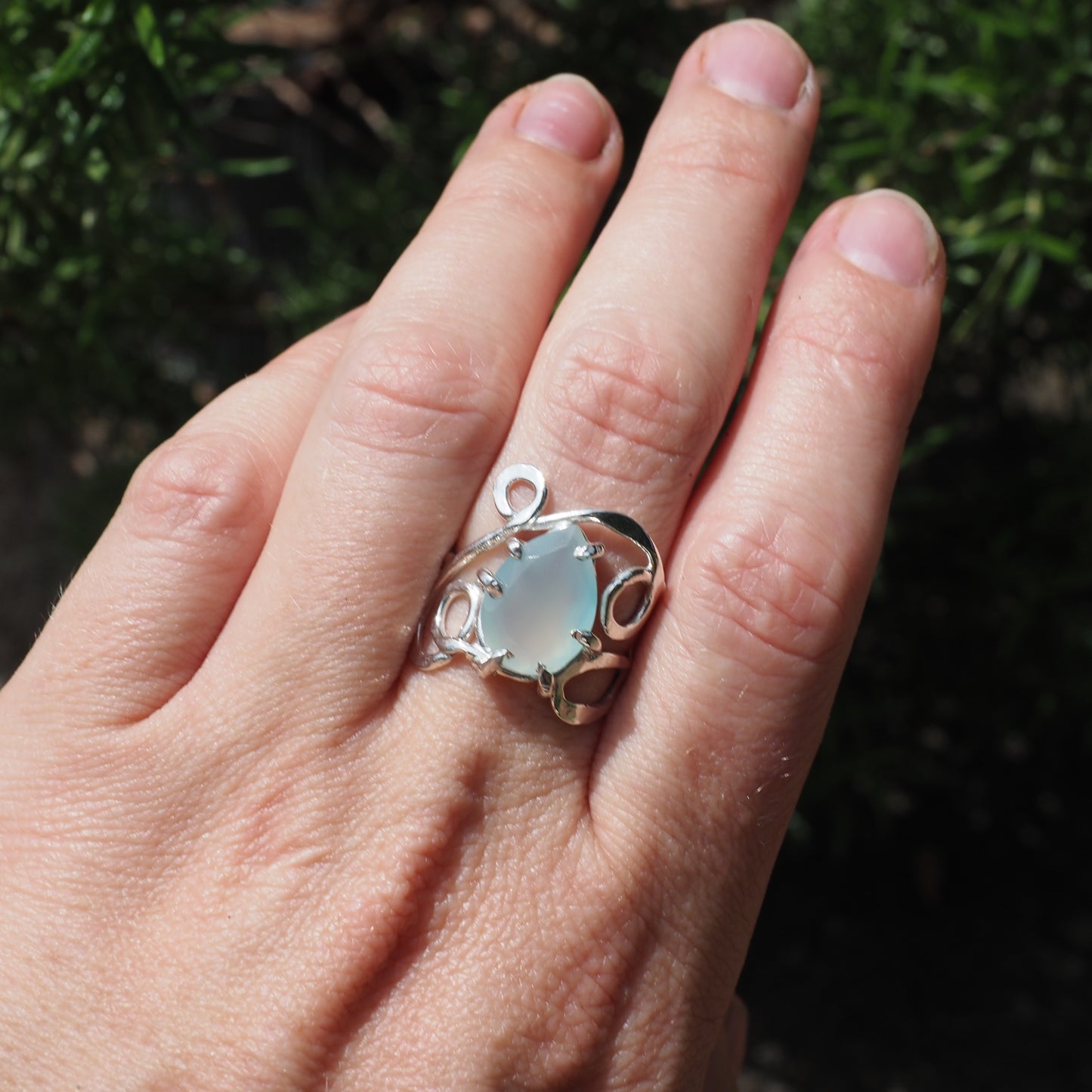 Chalcedony Scroll Ring