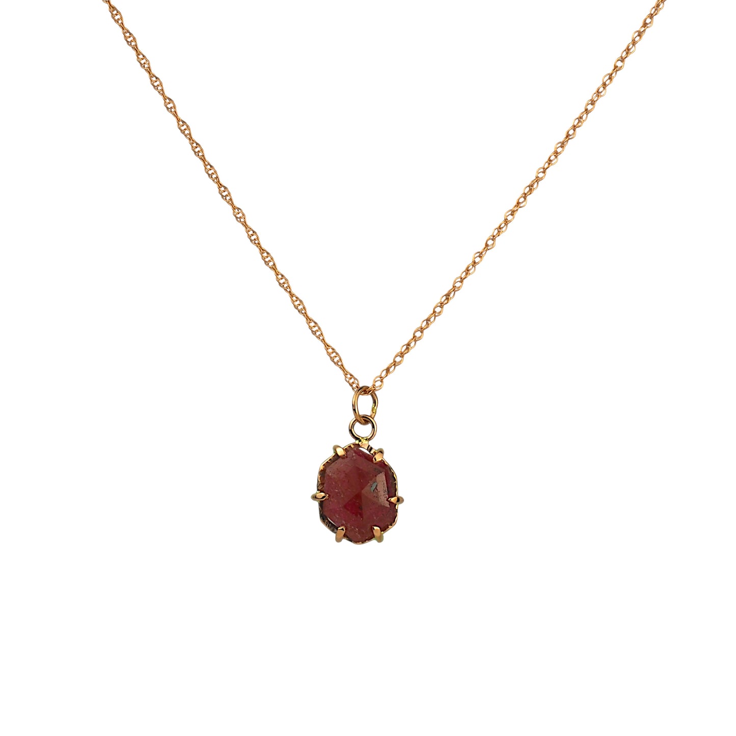 14k Ruby Hexagon in Rose Gold Necklace