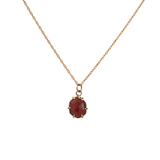14k Ruby Hexagon in Rose Gold Necklace