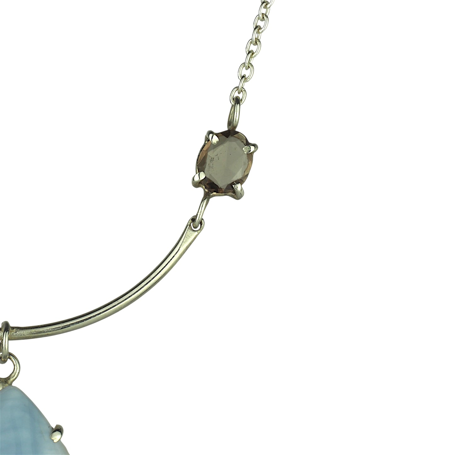 Blue Opal and Smokey Quartz Necklace