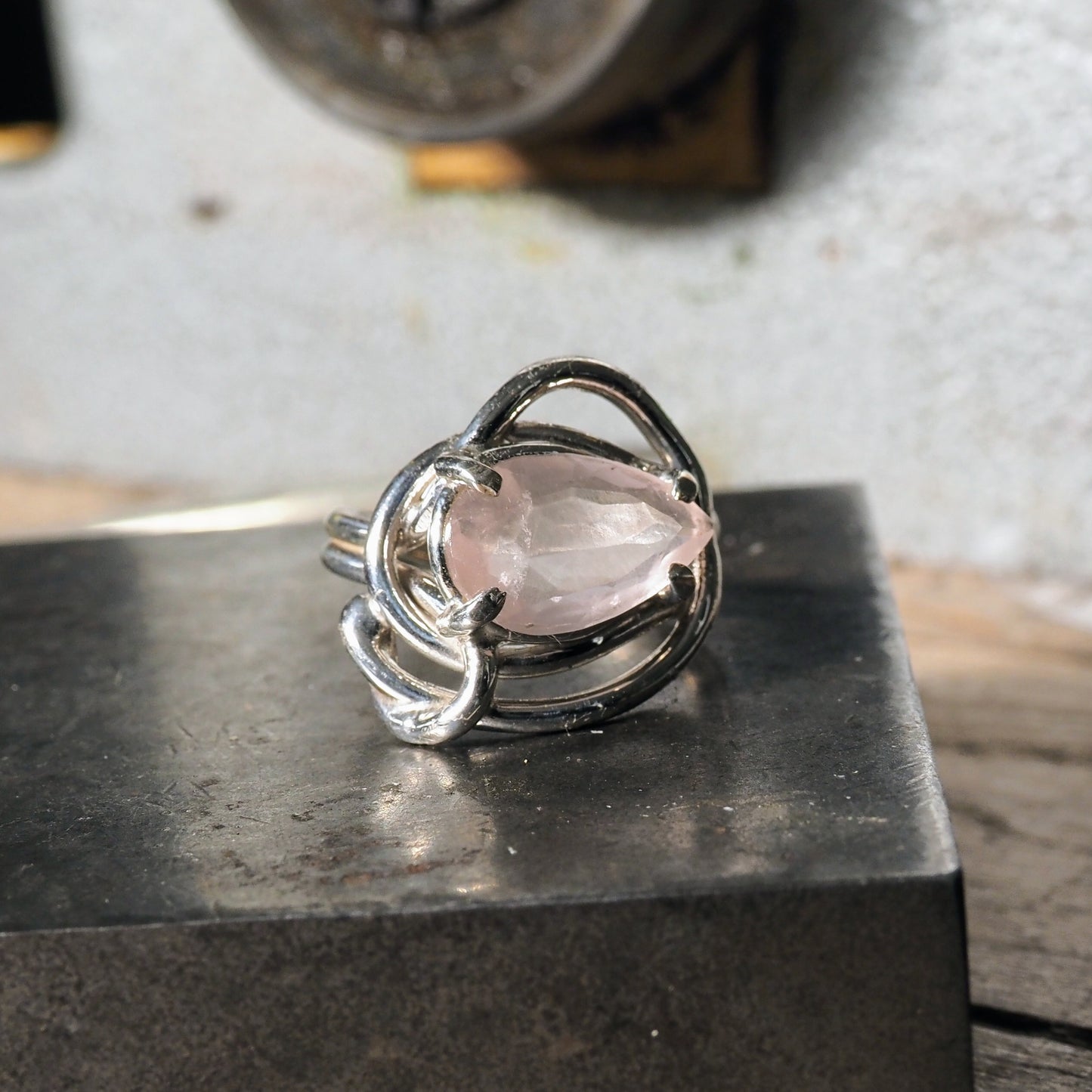 Nestled Rose Quartz Ring
