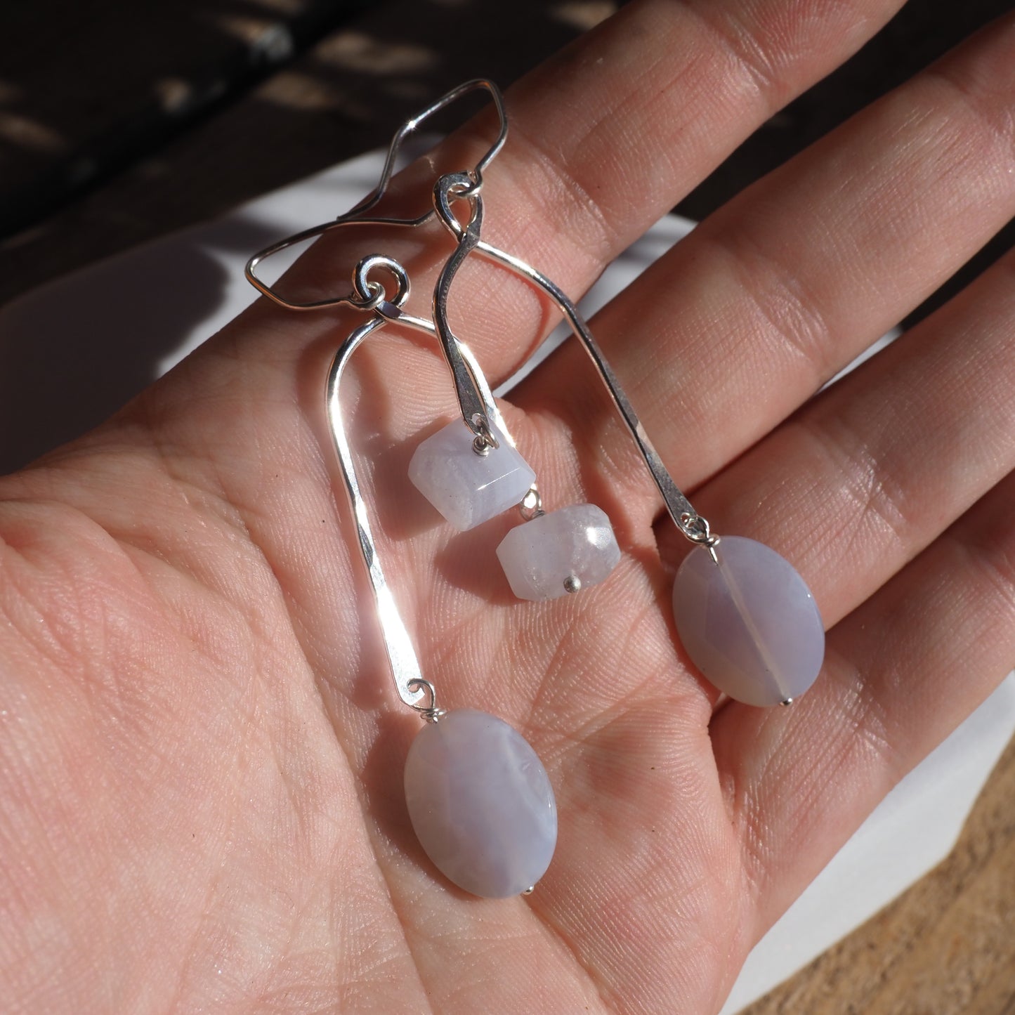 Blue Lace Agate Mobile Earrings