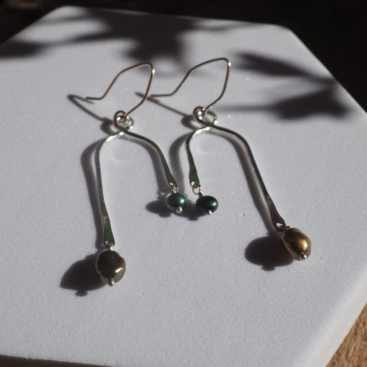 Green Pearl Mobile Earrings