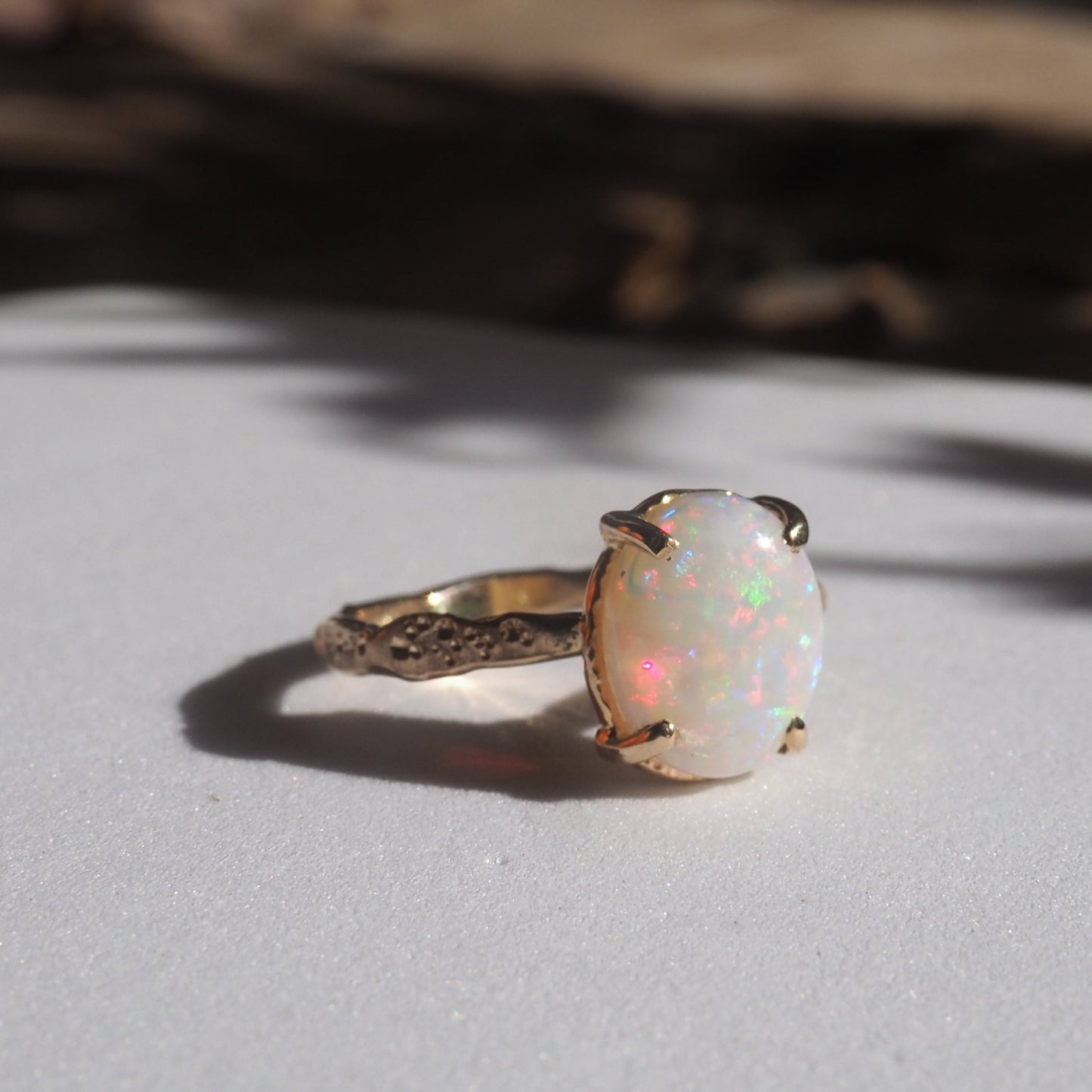 14k Opal Star Dust Ring