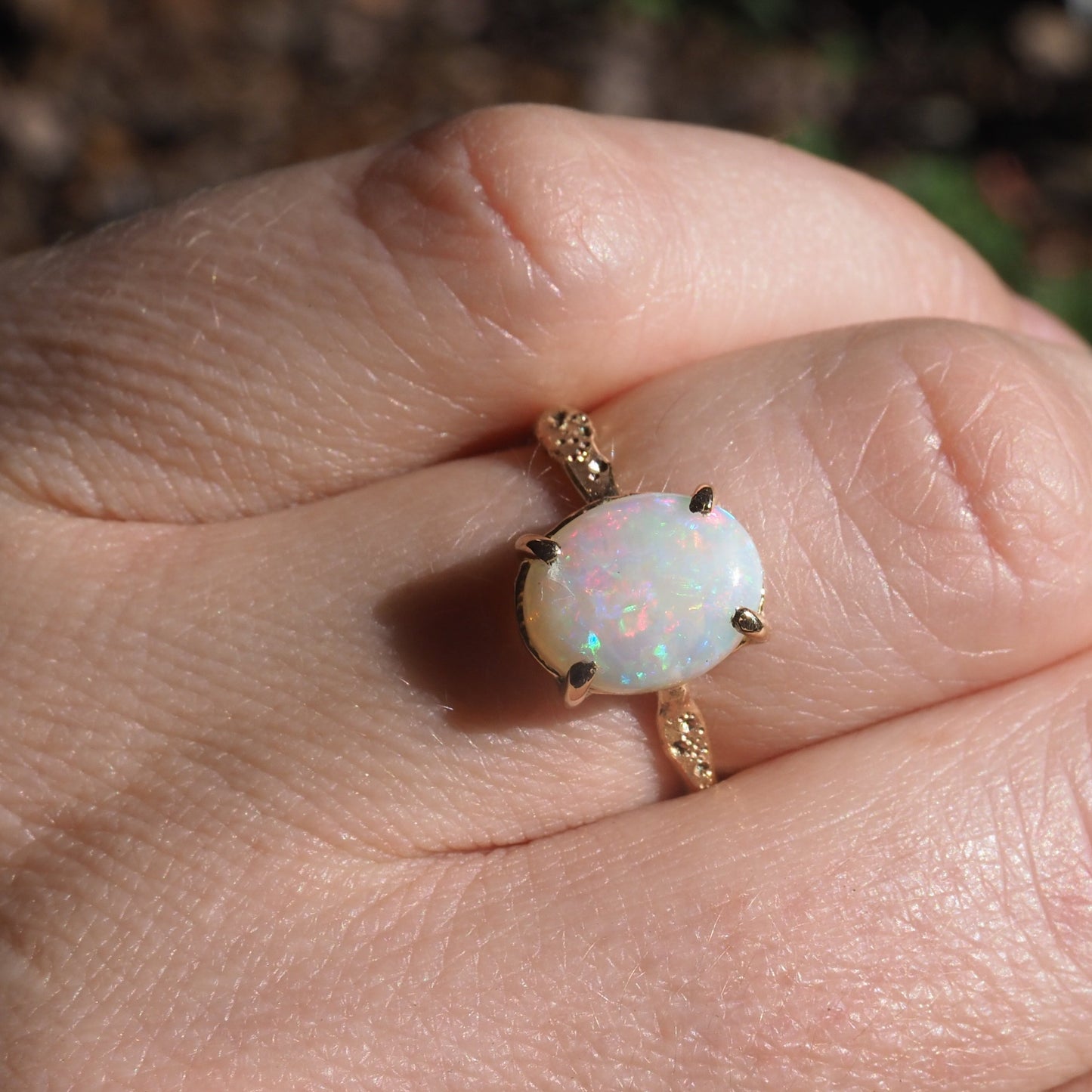 14k Opal Star Dust Ring