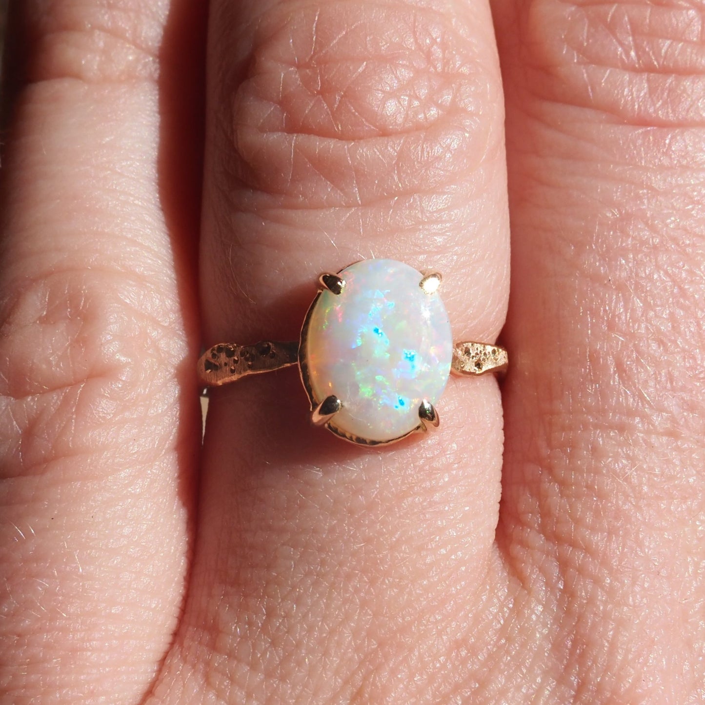 14k Opal Star Dust Ring