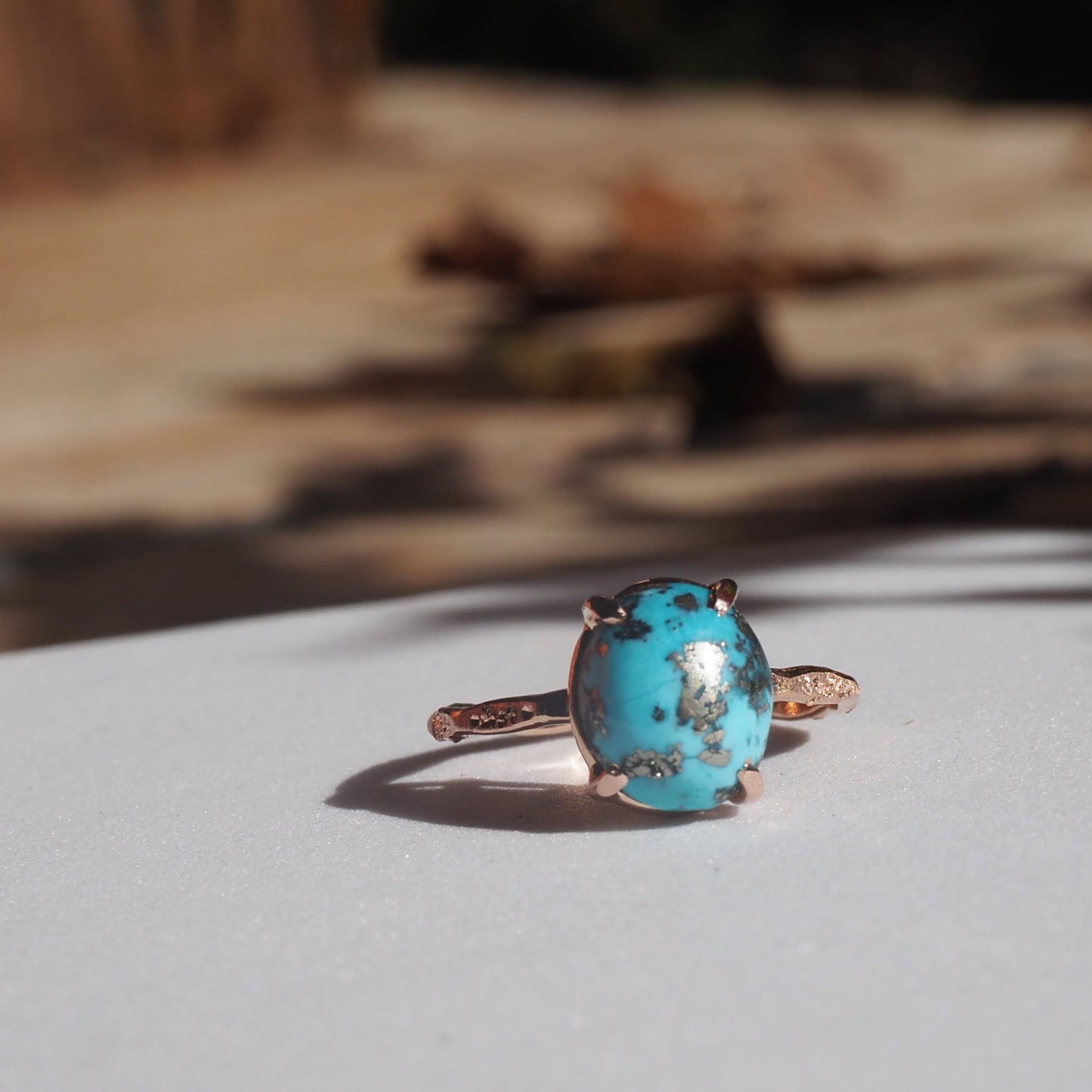 14k Turquoise Star Dust Ring