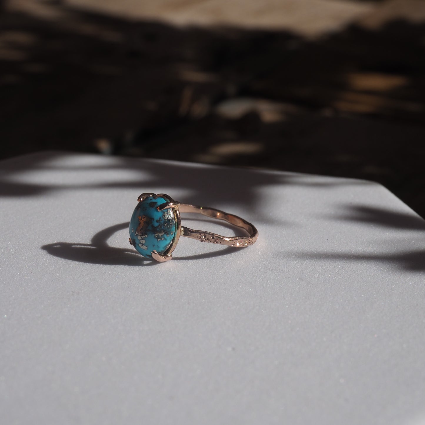 14k Turquoise Star Dust Ring