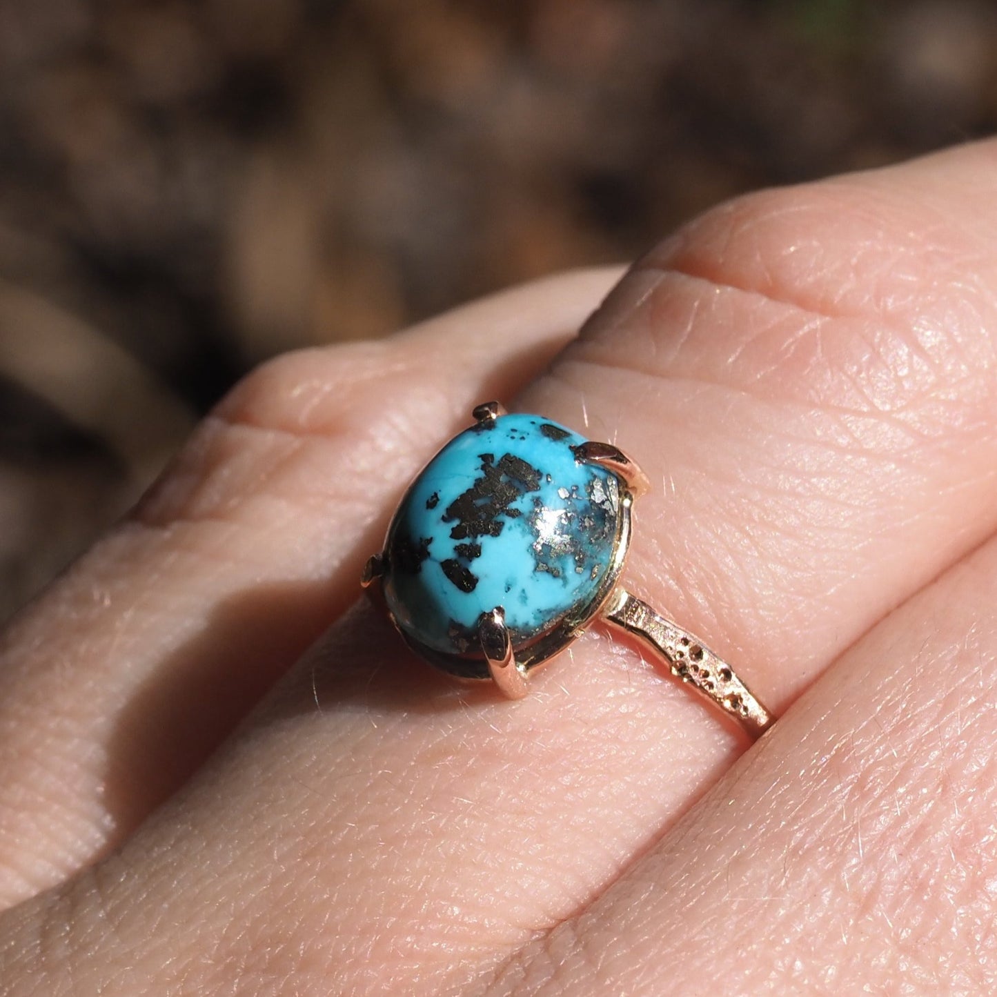 14k Turquoise Star Dust Ring