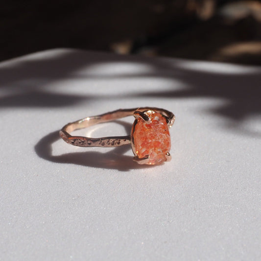 14k Sunstone and Star Dust Ring