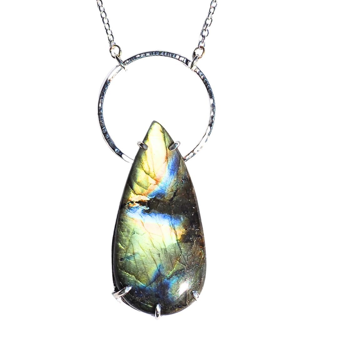 Stormy Labradorite Statement Necklace | Sterling Silver