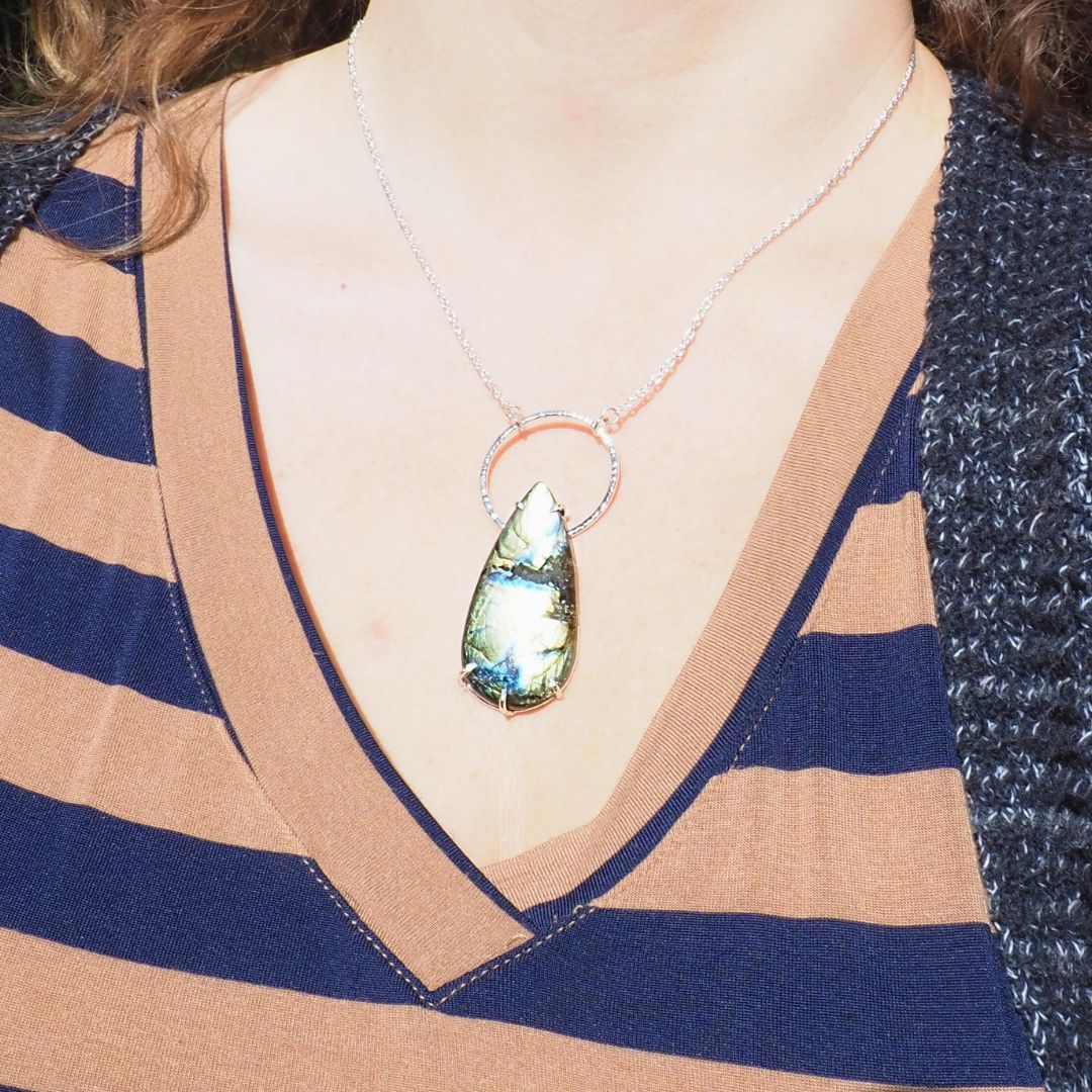Stormy Labradorite Statement Necklace | Sterling Silver