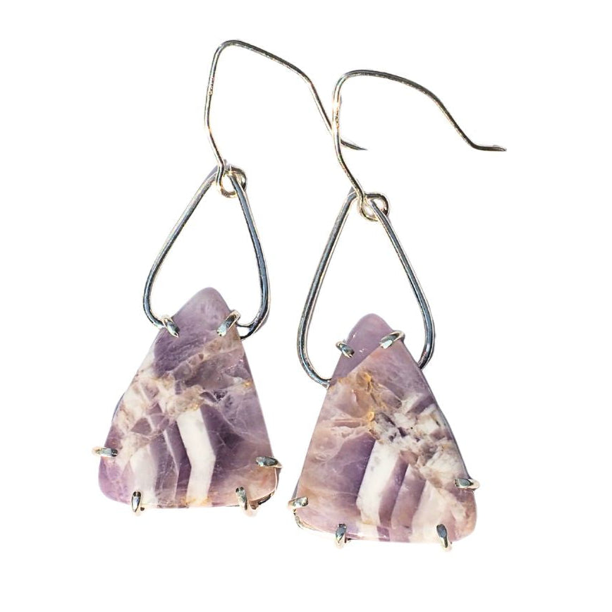 Chevron Amethyst Petal Earrings