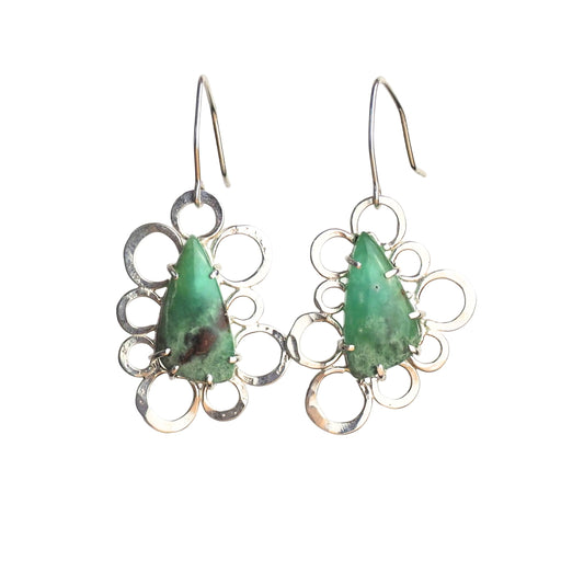 Chrysoprase Bubble Earrings - Sterling Silver